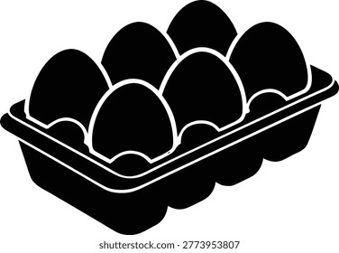 Half dozen eggs carton vector icon