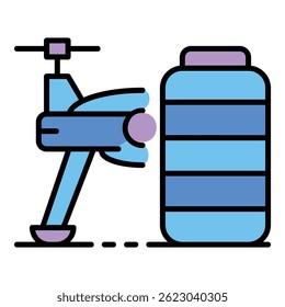 La mitad del icono de dron. Esquema de la mitad del Vector de drones de color plano aislado