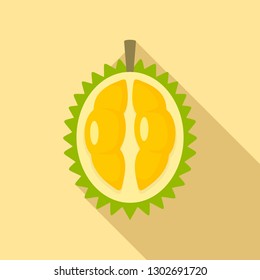 Half of durian fruit icon. Flat illustration of half of durian fruit vector icon for web design