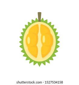 Half of durian fruit icon. Flat illustration of half of durian fruit vector icon for web design