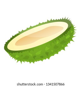 Half of durian icon. Cartoon of half of durian vector icon for web design isolated on white background