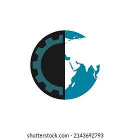 half earth logo vector concept