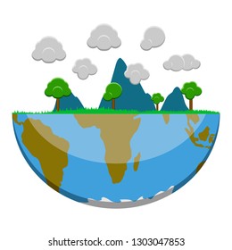 Half earth with a nature landscape. Vector illustration design