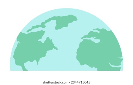 Half of earth planet semi flat colour vector object. Around the world, Worldwide. Editable cartoon clip art icon on white background. Simple spot illustration for web graphic design