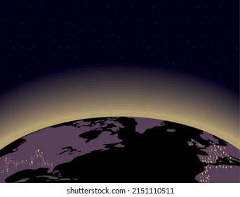 escena de visión nocturna de espacio de medio tierra