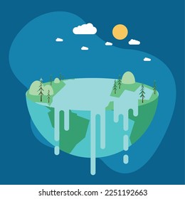 half earth with water icon