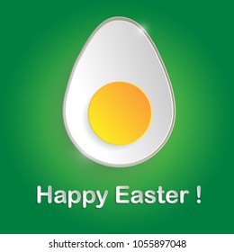 Half easter egg, colorful  in green background with text, happy easter