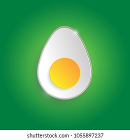 Half easter egg, colorful  in green background
