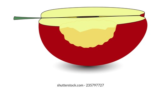 Half Eaten Apple Vector