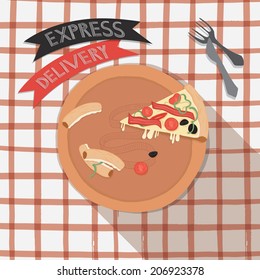Half eaten pizza on table