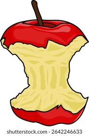 Half Eaten Red Apple Core Illustration
