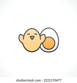 Half Egg and Chick Design