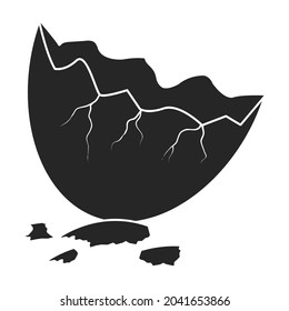 Icono de vector de medio huevo. Icono vector negro aislado en medio óvulo de fondo blanco.
