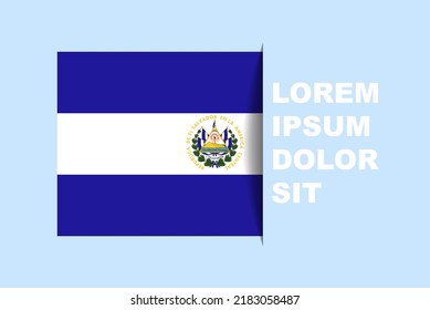 Half El Salvador flag vector with copy space, country flag with shadow style, horizontal slide effect, El Salvador icon design asset, text area, simple flat design