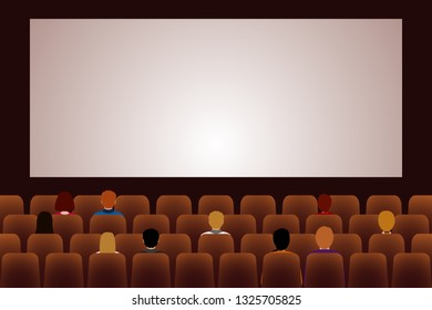 Half Empty Cinema Hall. Vector Illustration.