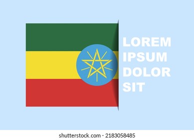 Half Ethiopia flag vector with copy space, country flag with shadow style, horizontal slide effect, Ethiopia icon design asset, text area, simple flat design