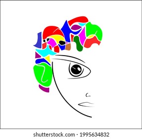 Half face concept outline drawing