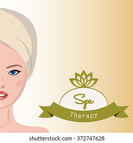 Half Face female model on gradient background. Suitable for spa salons.