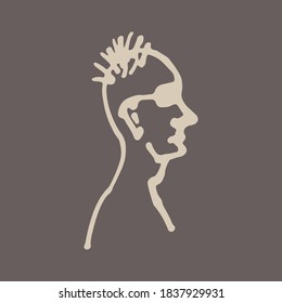 Half face silhouette. Vector hand drawn ink illustration. People's head side view. Simple line art portrait