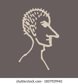 Half face silhouette. Vector hand drawn ink illustration. People's head side view. Simple line art portrait