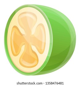 Half feijoa icon. Cartoon of half feijoa vector icon for web design isolated on white background
