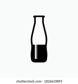 Half Filled Bottle Icon. Beverage Symbol - Vector Logo Template.