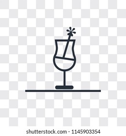 Half filled cocktail glass vector icon isolated on transparent background, Half filled cocktail glass logo concept