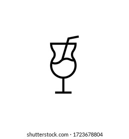 Half filled cocktail glass vector icon in linear, outline icon isolated on white background