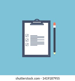 Half filled report, business document with a pen EPS Vector