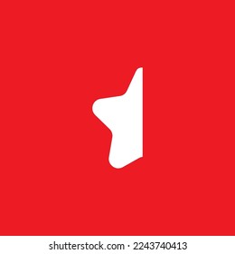 Half a five pointed star icon, graphic resource template, vector illustration.