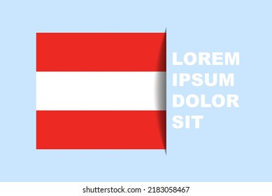 Half flag vector with copy space, country flag with shadow style, horizontal slide effect, icon design asset, text area, simple flat design