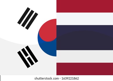 Half flags South Korea and Thailand
