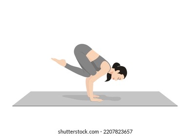 Half Flying Pigeon Pose. Beautiful girl practice Ardha Eka Pada Galavasana,. Young attractive woman practicing yoga exercise. working out, black wearing sportswear, grey pants and top, indoor full