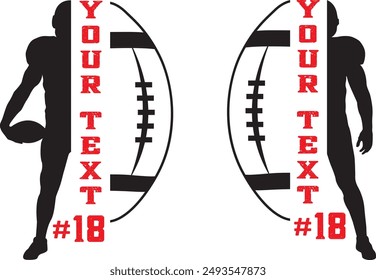 Half Football Half Player, Football Silhouette, Football Cut Files