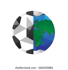 The half football and world low poly vector