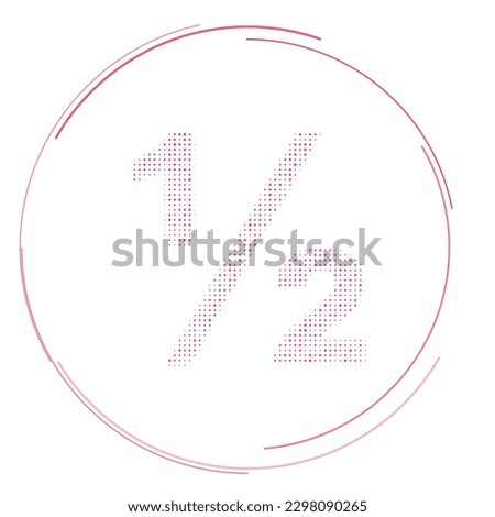 The half fraction symbol filled with pink dots. Pointillism style. Vector illustration on white background