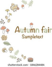 Half frame with illustrations of different kinds of mushrooms