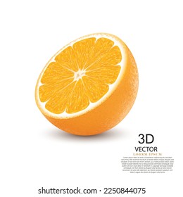 Half of fresh orange fruit isolated on the white background.realistic fruits design template vector illustration.