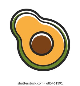 Half of fresh organic avocado isolated cartoon illustration