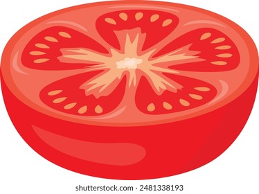 Half fresh ripe red tomato
