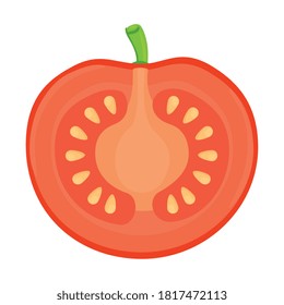 medio huerto de tomate fresco en el diseño de ilustraciones vectoriales de fondo blanco