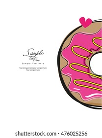 Half fried delicious donut & pink strawberry flavor with yummy  toppings isolated on white background/ Unhealthy nutrition /