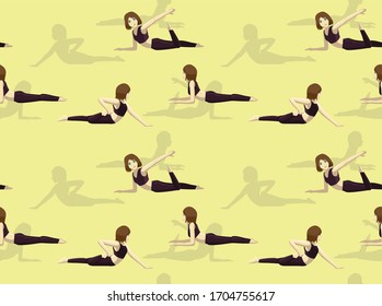 Half Frog Pose Manga Yoga Posture Vector Seamless Background Wallpaper