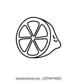 Half fruit lemon line icon, simple fresh lime juicy flat design pictogram, infographic vector for app logo web button interface elements