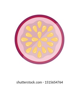 half of fruit red and yellow color icon in flat style isolated. Vector Symbol illustration.