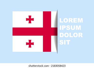 Half Georgia flag vector with copy space, country flag with shadow style, horizontal slide effect, Georgia icon design asset, text area, simple flat design