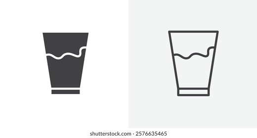Half Glass icon set in black flat solid and outlined style.