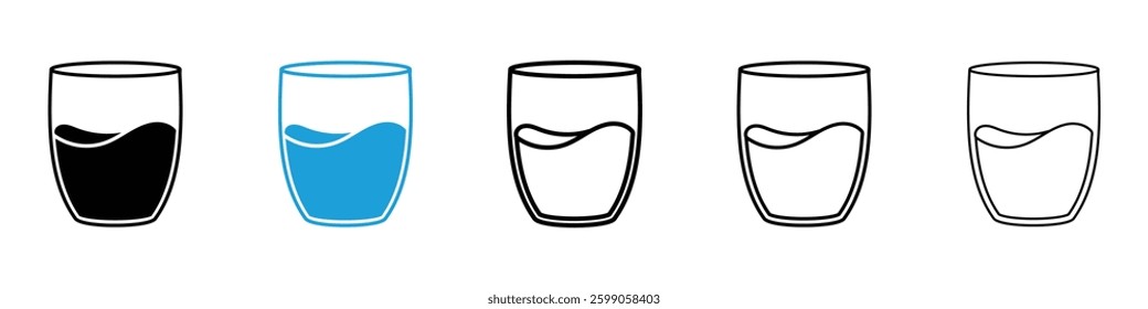 Half Glass icons vector illustrations in black and blue colors for web and ui designs