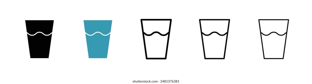 Half Glass line icon vector set.