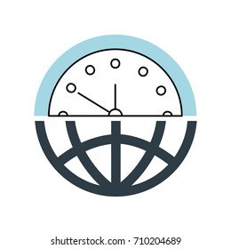 half globe plus half clock meaning time management
